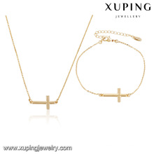 64000-Xuping Hochzeit Schmuck Sets Kreuz Anhänger Halskette Armband Set für Frauen Mädchen Geschenk
